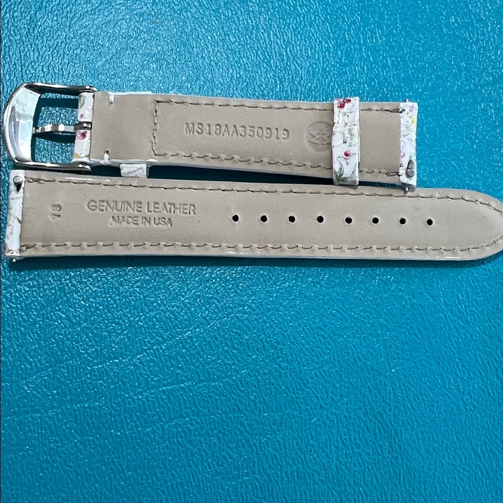 Michele 18mmWhite Floral Watch Strap with Pink and Yellow Accents - Picture 2 of 3